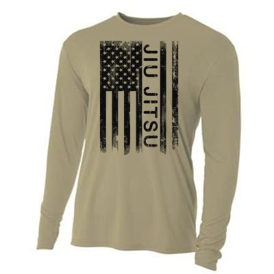 Jiu Jitsu Martial Arts American Flag Cooling Performance Long Sleeve Crew