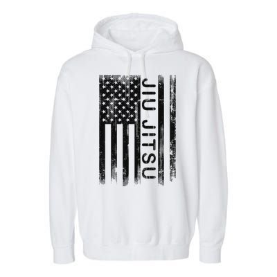 Jiu Jitsu Martial Arts American Flag Garment-Dyed Fleece Hoodie