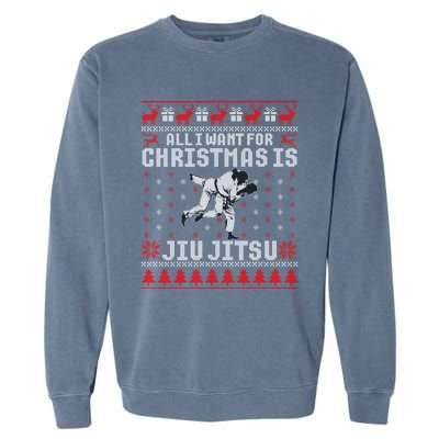 Jiu Jitsu Mma Bjj Funny Christmas Ugly Xmas Sweater Gift Garment-Dyed Sweatshirt