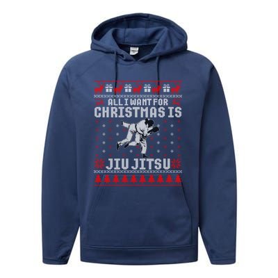 Jiu Jitsu Mma Bjj Funny Christmas Ugly Xmas Sweater Gift Performance Fleece Hoodie