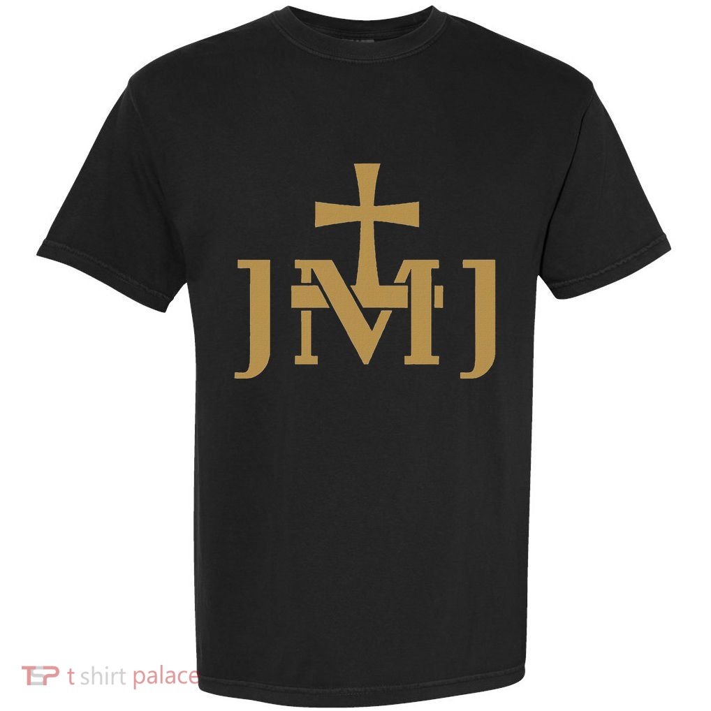 Jmj Jesus Mary Saint Joseph Insignia Catholic Garment-Dyed Heavyweight T-Shirt