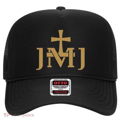 Jmj Jesus Mary Saint Joseph Insignia Catholic High Crown Mesh Back Trucker Hat