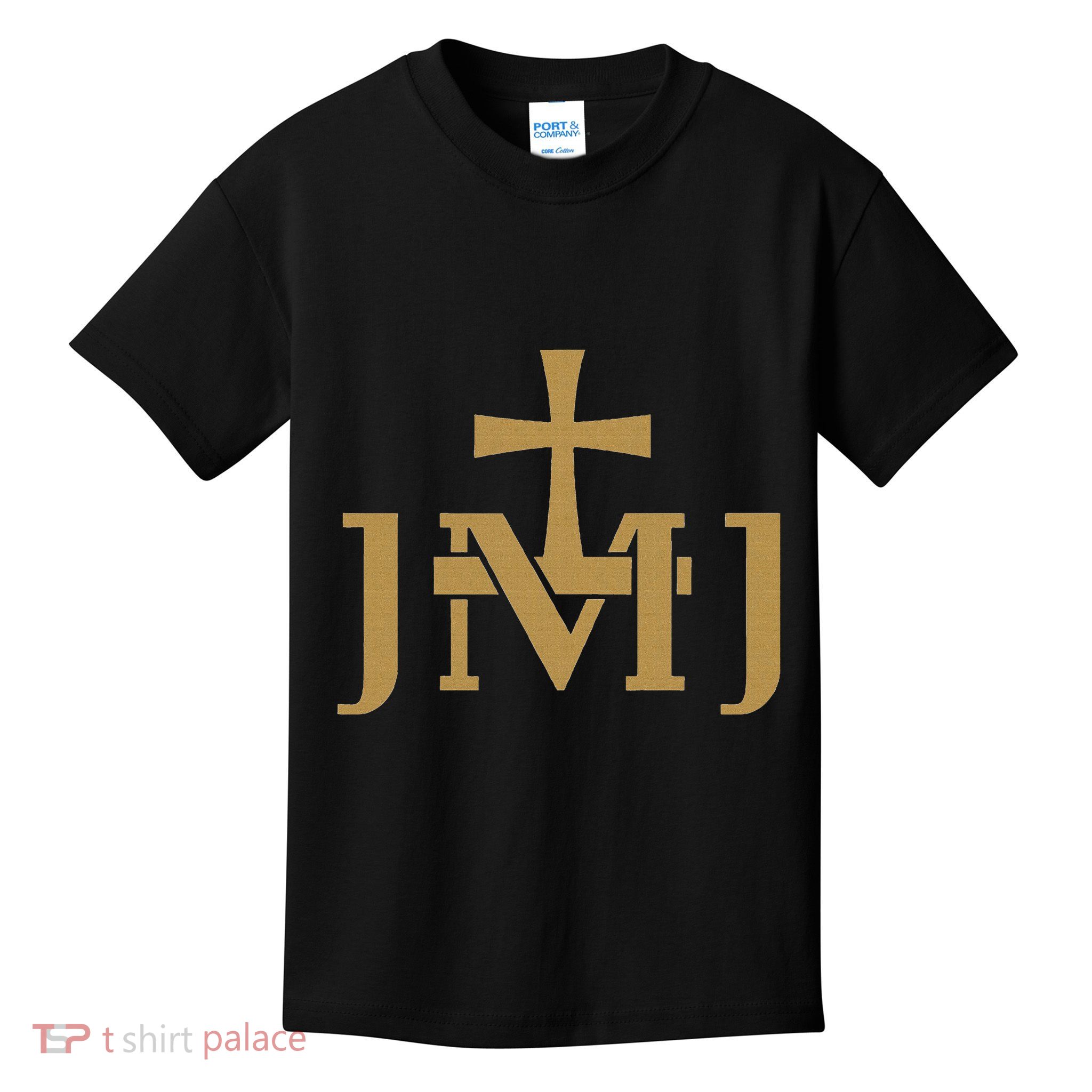 Jmj Jesus Mary Saint Joseph Insignia Catholic Kids T-Shirt