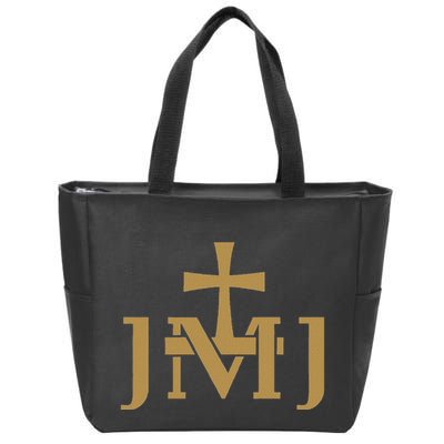 Jmj Jesus Mary Saint Joseph Insignia Catholic Zip Tote Bag