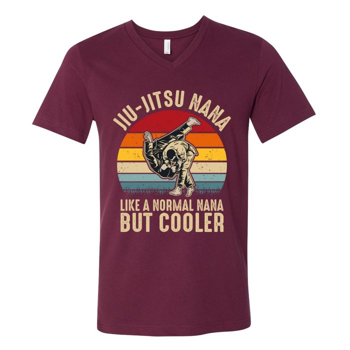 Jiu Jitsu Nana Like A Normal Nana But Cooler Funny Dad Gifts Retro Plus Size V-Neck T-Shirt