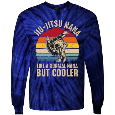 Jiu Jitsu Nana Like A Normal Nana But Cooler Funny Dad Gifts Retro Plus Size Tie-Dye Long Sleeve Shirt