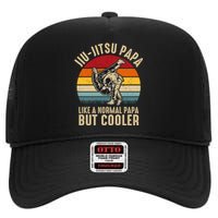 Jiu Jitsu Papa Like A Normal Papa But Cooler Funny Dad Gifts Retro Plus Size High Crown Mesh Back Trucker Hat