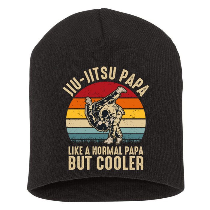 Jiu Jitsu Papa Like A Normal Papa But Cooler Funny Dad Gifts Retro Plus Size Short Acrylic Beanie