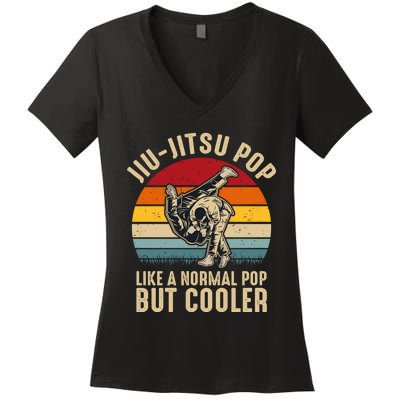 Jiu Jitsu Pop Like A Normal Pop But Cooler Funny Dad Gifts Retro Plus Size Women's V-Neck T-Shirt