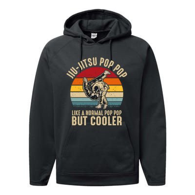 Jiu Jitsu Pop Pop Like A Normal But Cooler Funny Dad Gifts Retro Plus Size Performance Fleece Hoodie