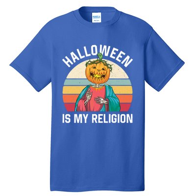 Jackolantern Jesus Pumpkin Halloween Is My Religion Gift Tall T-Shirt