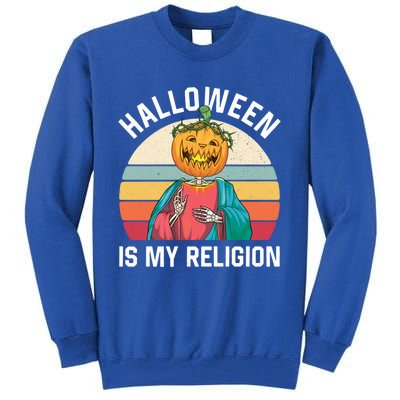 Jackolantern Jesus Pumpkin Halloween Is My Religion Gift Tall Sweatshirt