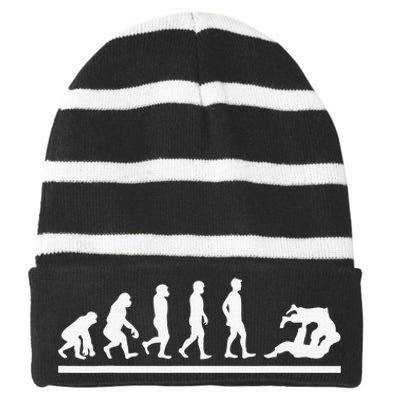 Jiu Jitsu Put Your Gi On It's Cuddle Time BJJ Funny Striped Beanie with Solid Band