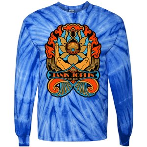 J.A.N.I.S J.O.P.L.I.N Pearl Art Nouveau Lotus Flower Tie-Dye Long Sleeve Shirt