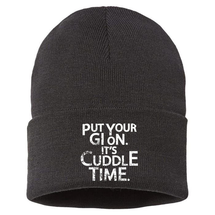 Jiu Jitsu Put Your Gi On ItS Cuddle Time Bjj Funny Sustainable Knit Beanie
