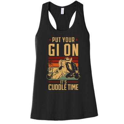 Jiu Jitsu Retro Vintage Put Your Gi On ItS Cuddle Time Women's Racerback Tank