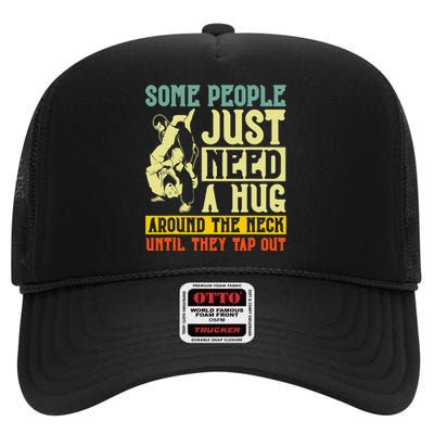 Jiu Jitsu Some People Need A Hug BJJ MMA Jujitsu High Crown Mesh Back Trucker Hat