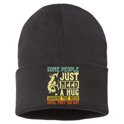 Jiu Jitsu Some People Need A Hug BJJ MMA Jujitsu Sustainable Knit Beanie