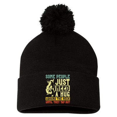 Jiu Jitsu Some People Need A Hug BJJ MMA Jujitsu Pom Pom 12in Knit Beanie