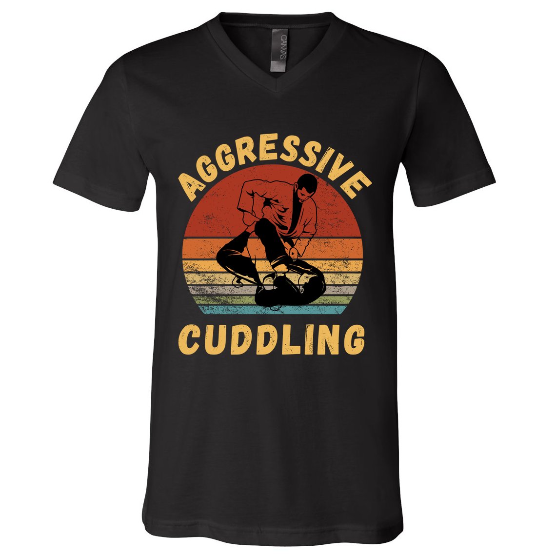 Jiu Jitsu Shirts Aggressive Cuddling Vintage BJJ MMA Jujitsu V-Neck T-Shirt
