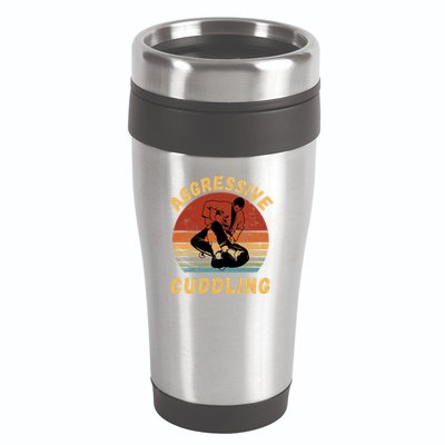 Jiu Jitsu Shirts Aggressive Cuddling Vintage BJJ MMA Jujitsu 16oz Travel Tumbler