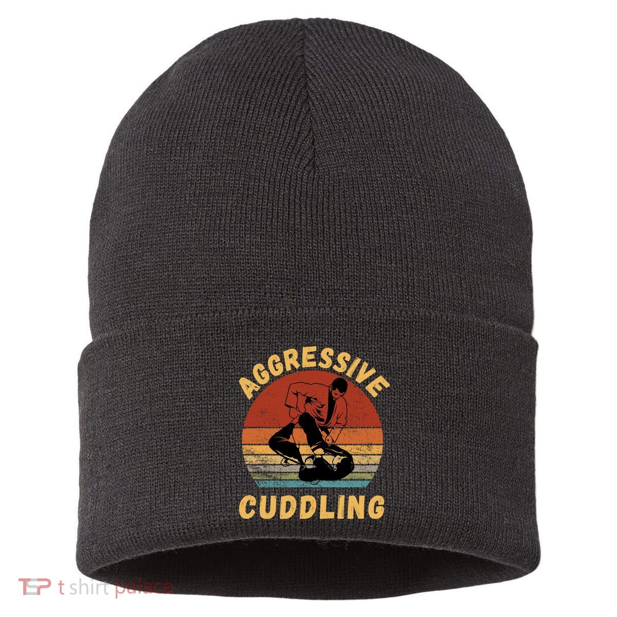 Jiu Jitsu Shirts Aggressive Cuddling Vintage BJJ MMA Jujitsu Sustainable Knit Beanie