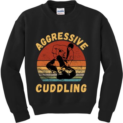 Jiu Jitsu Shirts Aggressive Cuddling Vintage BJJ MMA Jujitsu Kids Sweatshirt