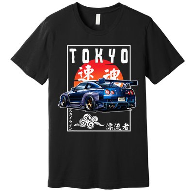 Jdm Japanese Streetwear Tokyo R34 Car Drift Car Lovers Premium T-Shirt