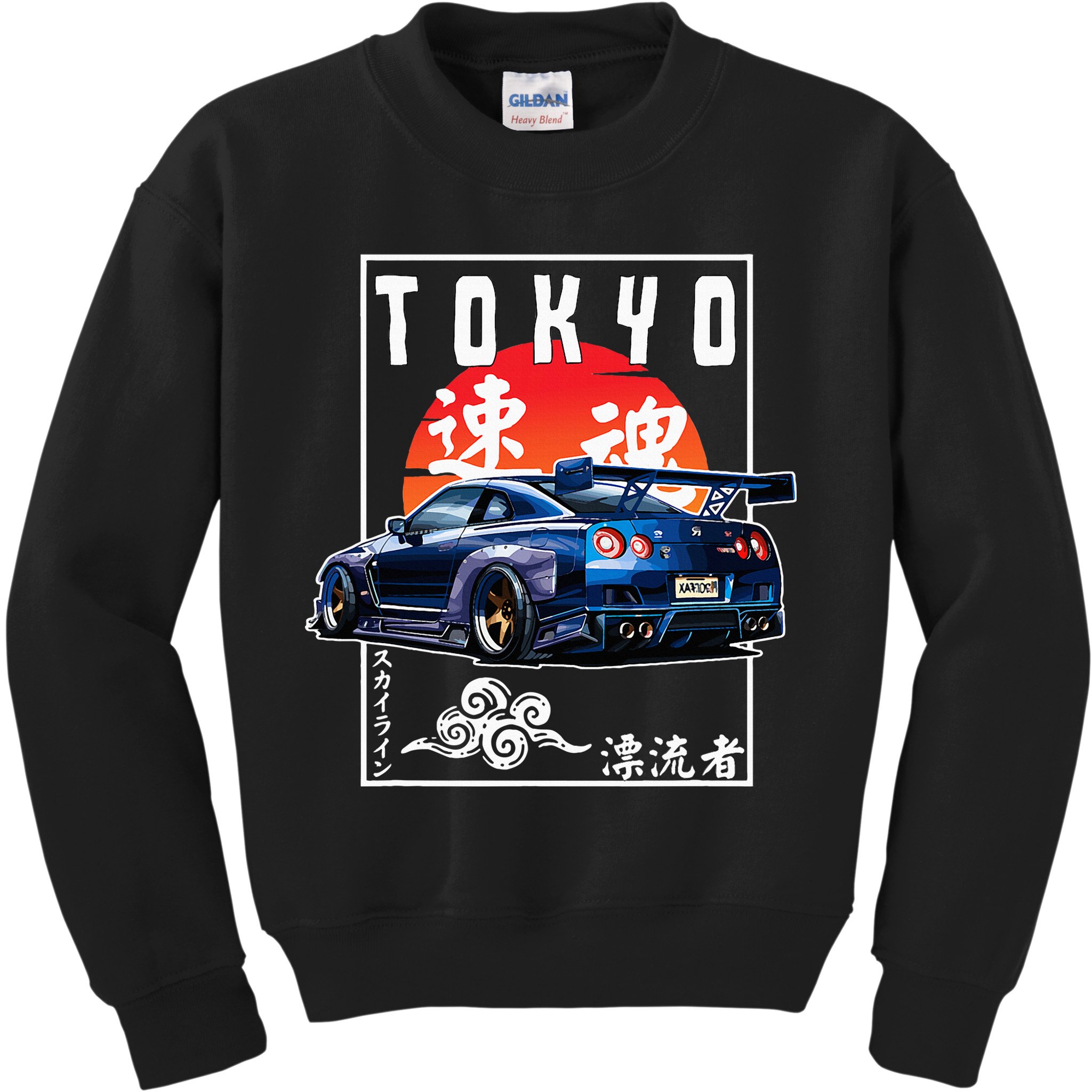 Jdm Japanese Streetwear Tokyo R34 Car Drift Car Lovers Kids Sweatshirt