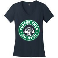 Jiu Jitsu Shirts Coffee Lover Men BJJ MMA Jujitsu Women's V-Neck T-Shirt