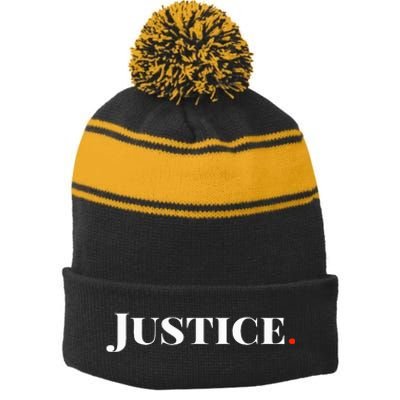 Justice Stripe Pom Pom Beanie