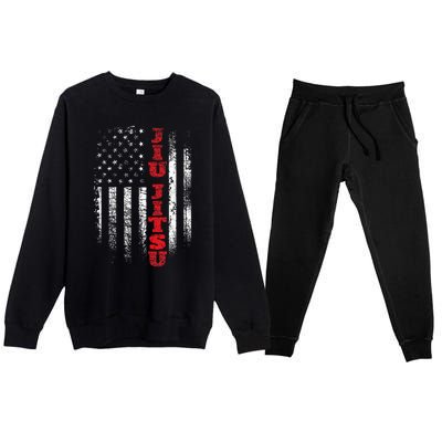 Jiu Jitsu USA American Flag Martial Arts Ground Fighting Premium Crewneck Sweatsuit Set