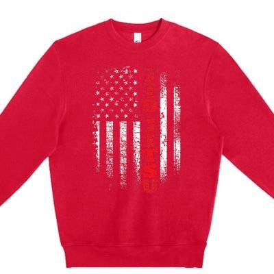 Jiu Jitsu USA American Flag Martial Arts Ground Fighting Premium Crewneck Sweatshirt