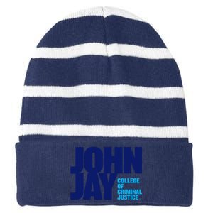 John Ja Y College Of Criminal Justice Bloodhounds Striped Beanie with Solid Band