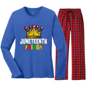 Juneteenth King Afro African Black History Month Meaningful Gift Women's Long Sleeve Flannel Pajama Set 