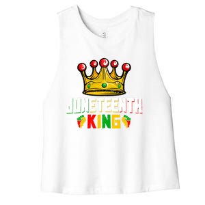 Juneteenth King Afro African Black History Month Meaningful Gift Women's Racerback Cropped Tank