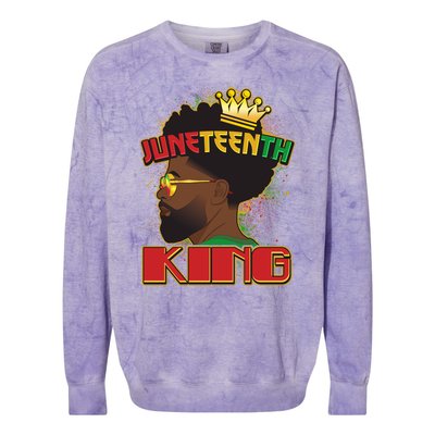 Juneteenth King Black African American Man Afro Colorblast Crewneck Sweatshirt