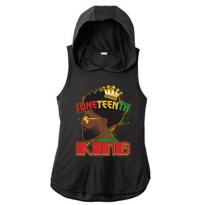 Juneteenth King Black African American Man Afro Ladies PosiCharge Tri-Blend Wicking Draft Hoodie Tank