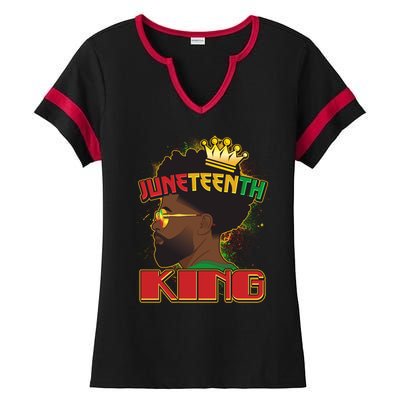 Juneteenth King Black African American Man Afro Ladies Halftime Notch Neck Tee