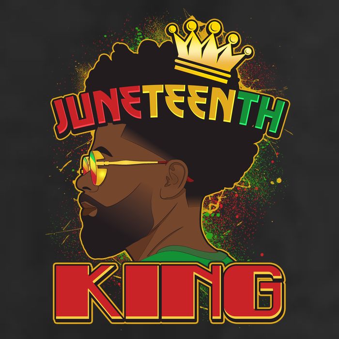 Juneteenth King Black African American Man Afro 7 Panel Mesh Trucker Snapback Hat