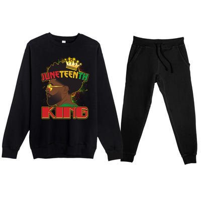 Juneteenth King Black African American Man Afro Premium Crewneck Sweatsuit Set