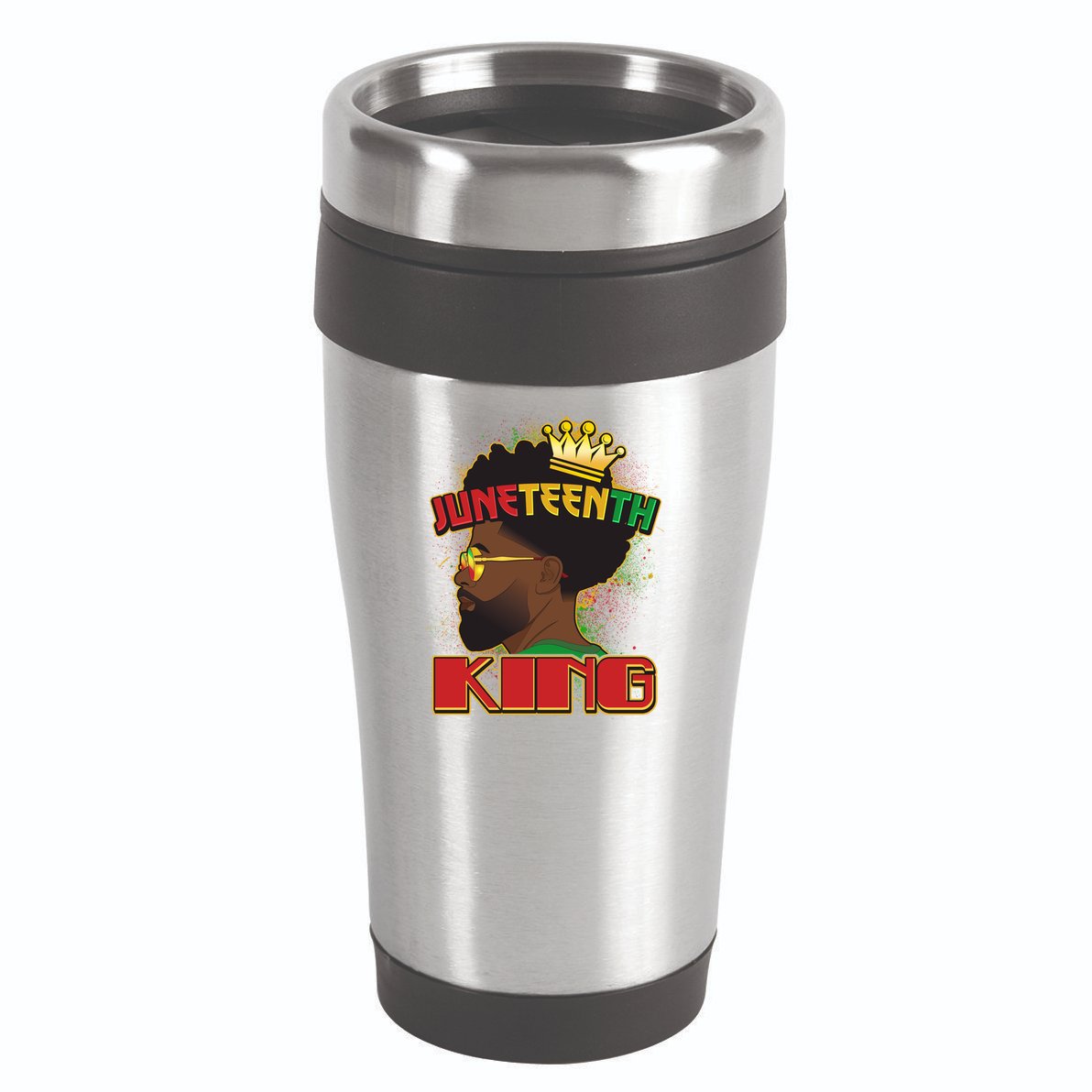 Juneteenth King Black African American Man Afro 16oz Travel Tumbler