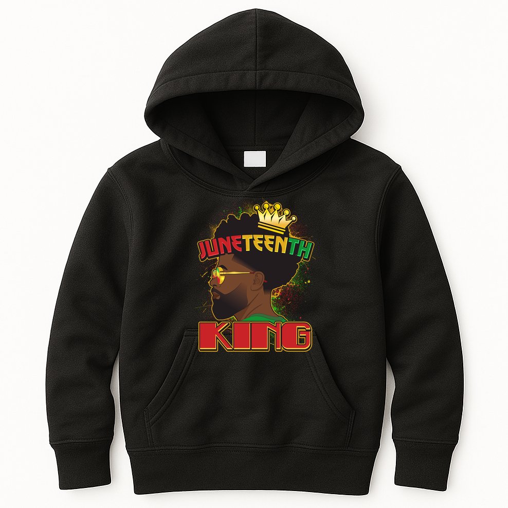 Juneteenth King Black African American Man Afro Kids Hoodie
