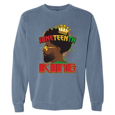 Juneteenth King Black African American Man Afro Garment-Dyed Sweatshirt