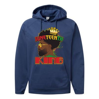 Juneteenth King Black African American Man Afro Performance Fleece Hoodie