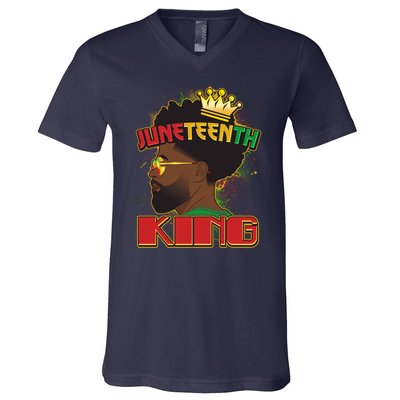 Juneteenth King Black African American Man Afro V-Neck T-Shirt