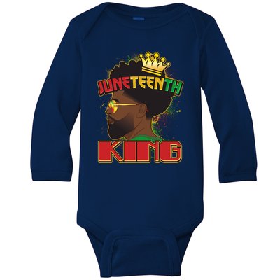 Juneteenth King Black African American Man Afro Baby Long Sleeve Bodysuit