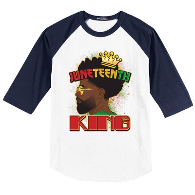 Juneteenth King Black African American Man Afro Baseball Sleeve Shirt