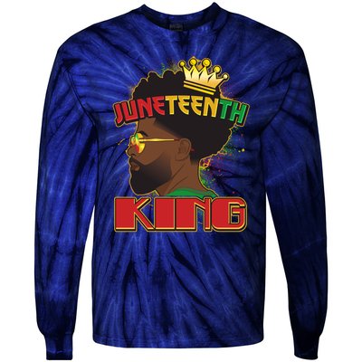 Juneteenth King Black African American Man Afro Tie-Dye Long Sleeve Shirt