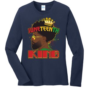 Juneteenth King Black African American Man Afro Ladies Long Sleeve Shirt